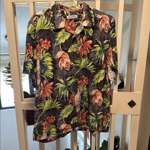 Tommy Bahama Black and Red Casual Button Down Shirt